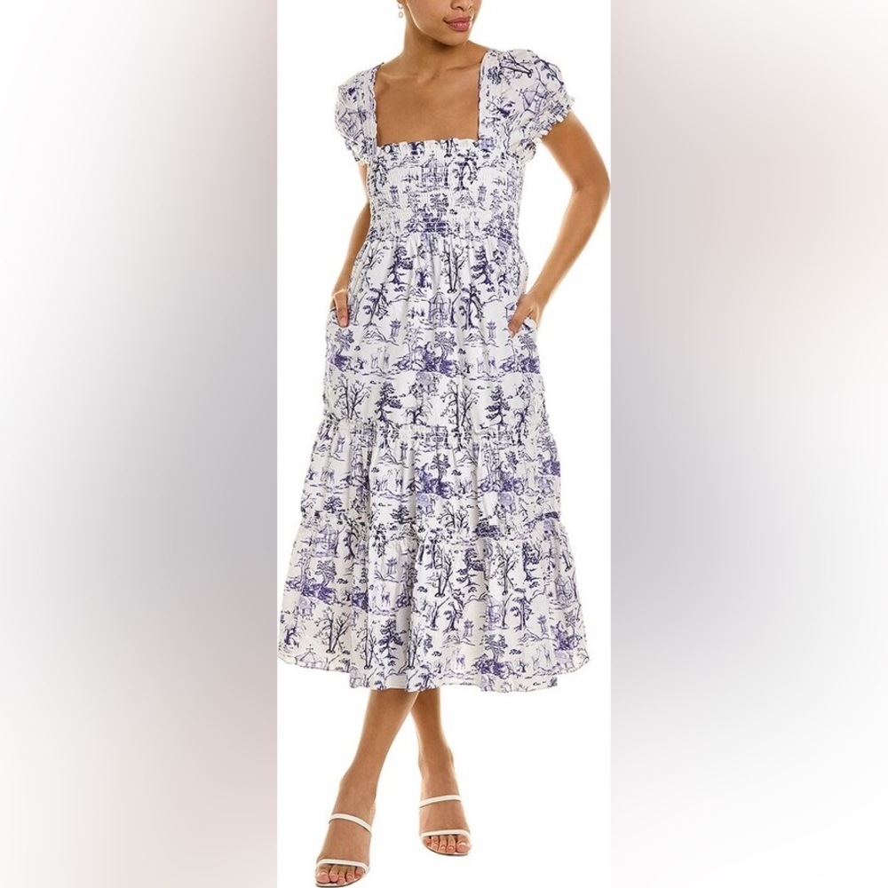 o.p.t. Daphne smocked toile midi dress
